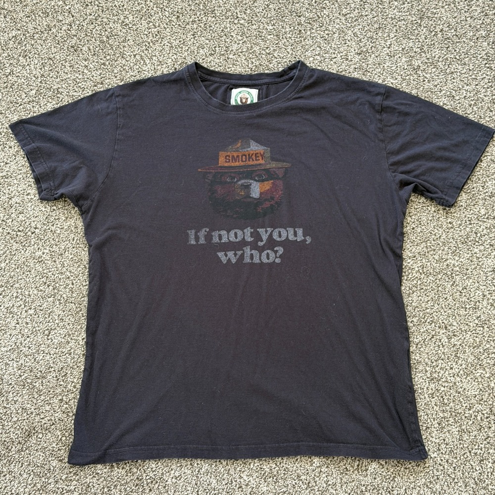 American Needle T-Shirt Men's XL Black Smokey Bear Forest Fire Prevention